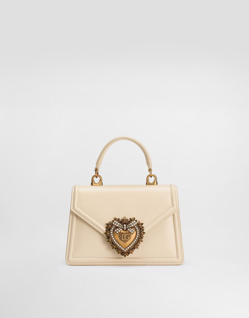 Дамска чанта Dolce & Gabbana Small Devotion Top-handle Shoulder and Crossbody Leather Bag Бежово | BB6711AV8938H000