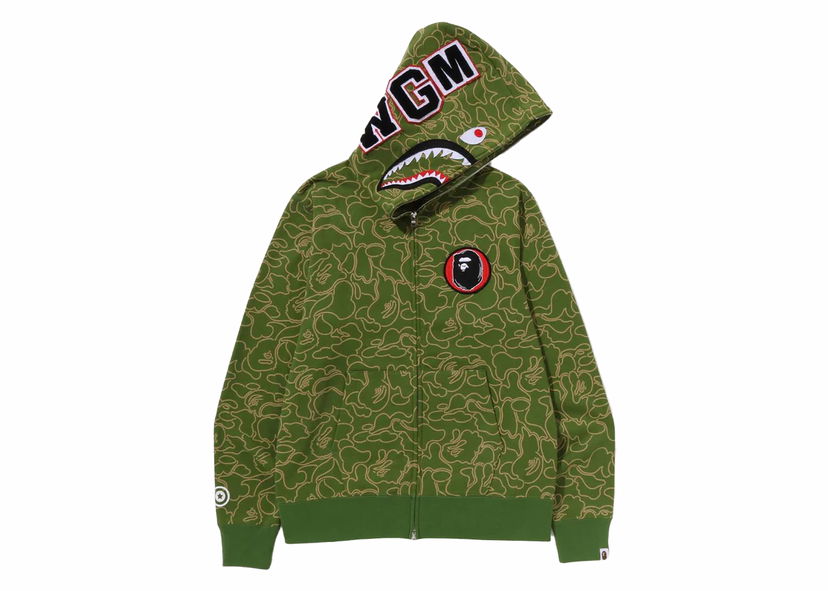 Суитчър BAPE BAPE 30th Anniversary Line Camo Shark Full Zip Hoodie Green Зелено | 1J70-115-001