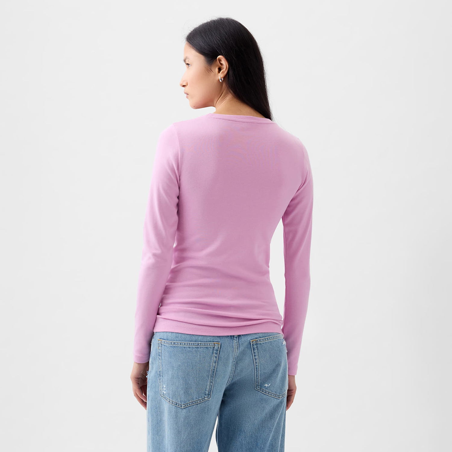 Тениска GAP Top Longsleeve Crewneck Modal Top Sugar Pink Розово | 540609-14, 1