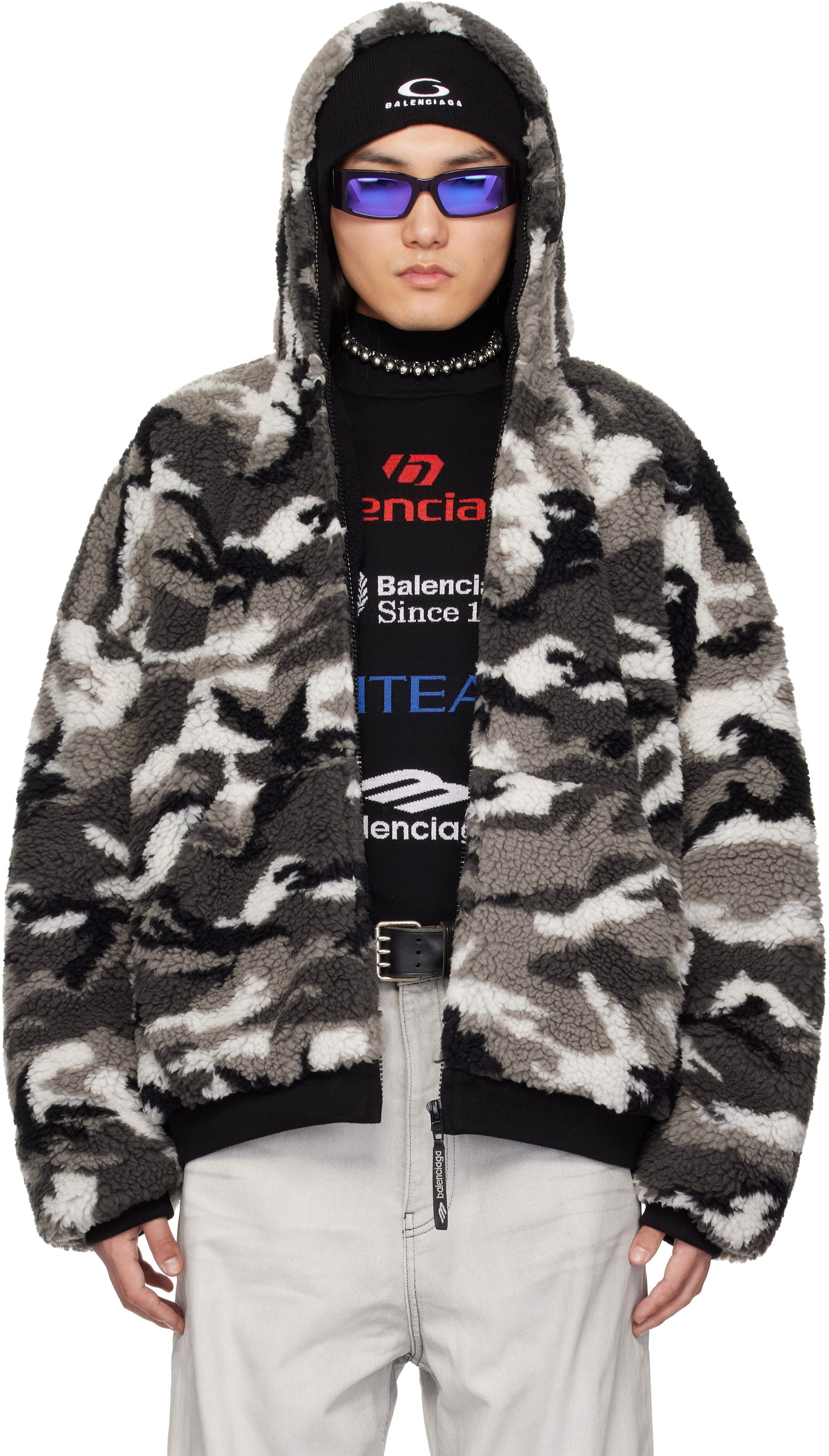 Яке бомбър Balenciaga Balenciaga Ski Zip-Up Fleece Hoodie Многоцветен | 809469-TPQ11-1240, 0