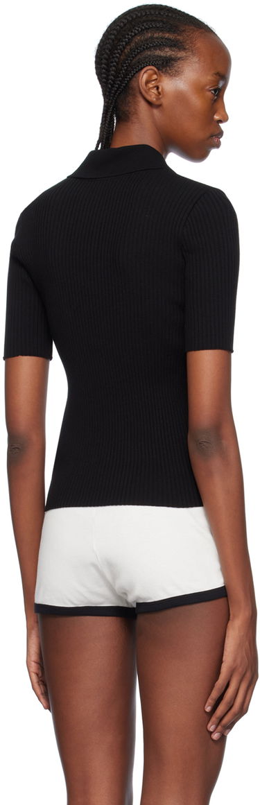 Поло тениска Courrèges Fitted Knit Polo Shirt Черно | 124MPO017FI0001, 2