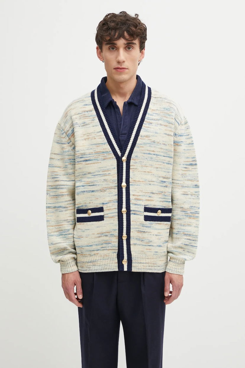 Пуловер Drôle de Monsieur V-Neck Button-Up Le Cardigan MoulinE Многоцветен | I.CA161.WO018