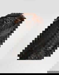 Dolce & Gabbana Leather Jacket with Fur Collar and Leopard Print Lining