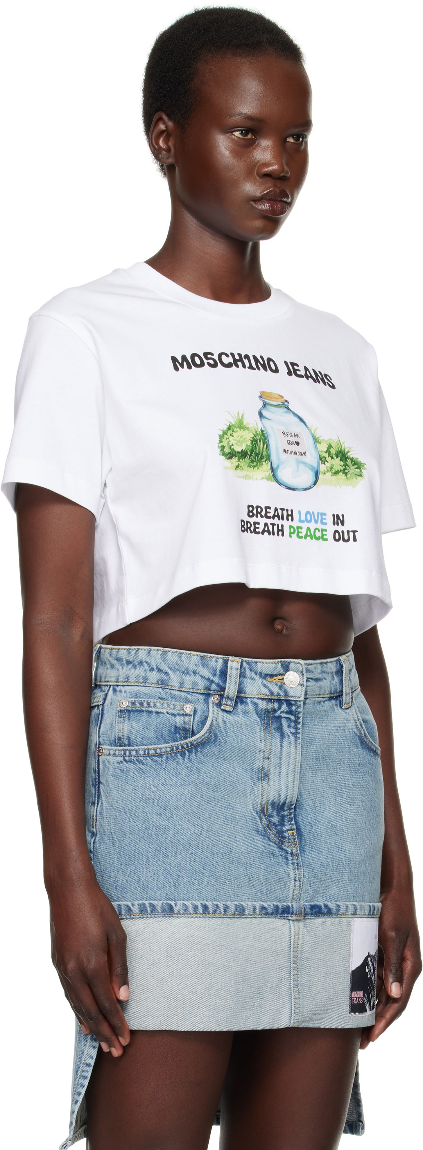 Пола Moschino Moschino Jeans Cotton Jersey Cropped T-Shirt Синьо | 251K10706, 1