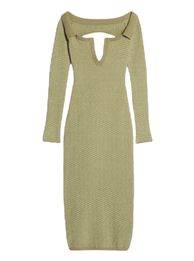 Pокля Jacquemus La Robe Maille Pampero Off-The-Shoulder Polo Зелено | 231KN161-2283-050
