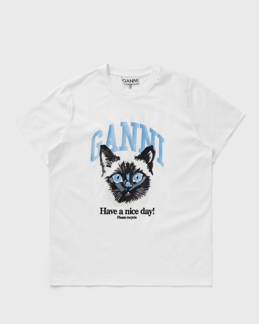 Тениска GANNI Basic Jersey Cat Relaxed Tee Бяло | T4005-151