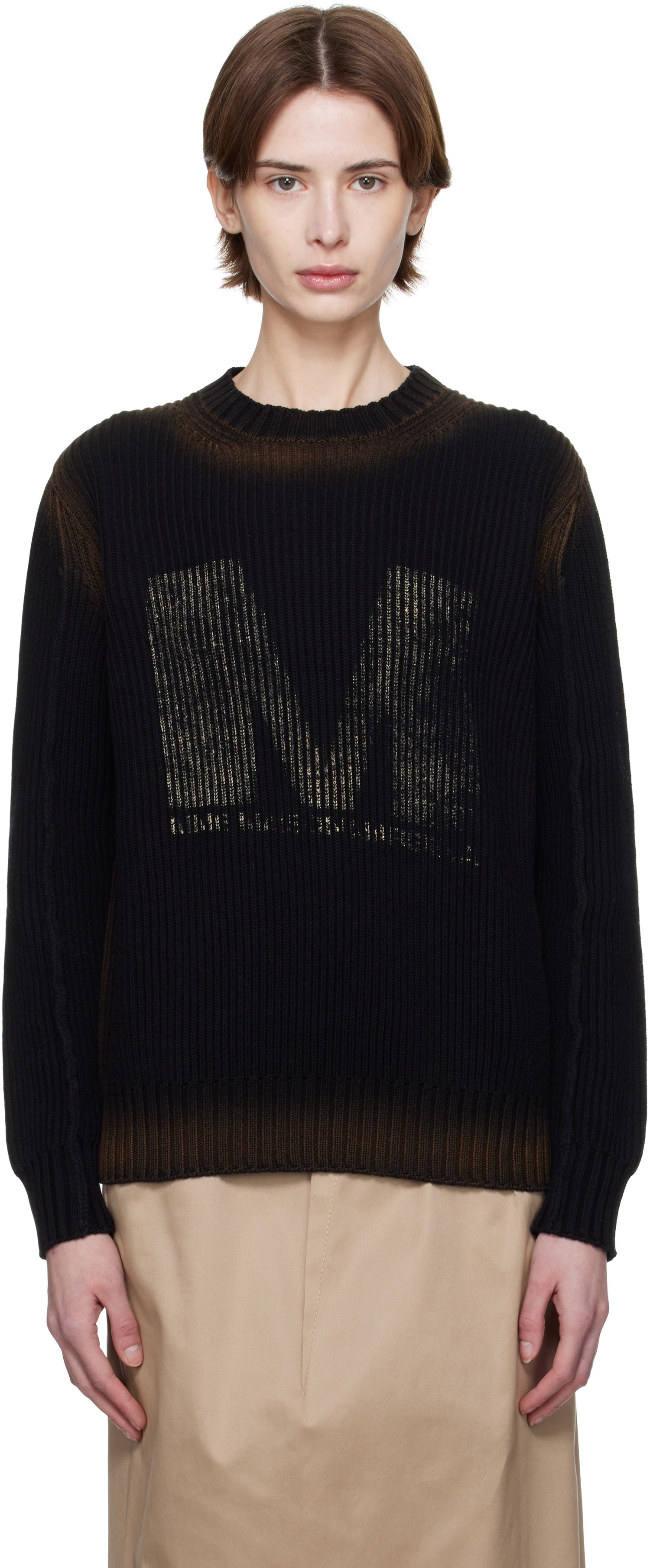 Пуловер Maison Margiela MM6 Maison Margiela Sunbleached Logo Crewneck Sweater Черно | S52HL0041 M13079, 0