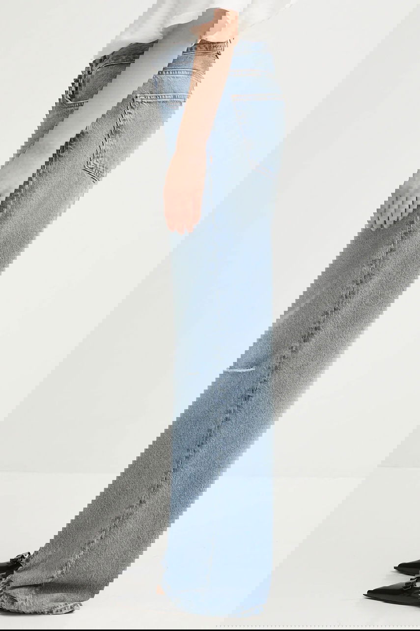 Дънки Anine Bing Hugh High Waist Distressed Wide-Leg Jeans Синьо | A.06.10852, 1