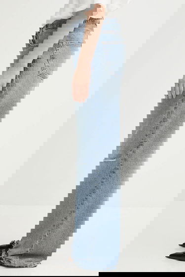 Дънки Anine Bing Hugh High Waist Distressed Wide-Leg Jeans Синьо | A.06.10852, 1