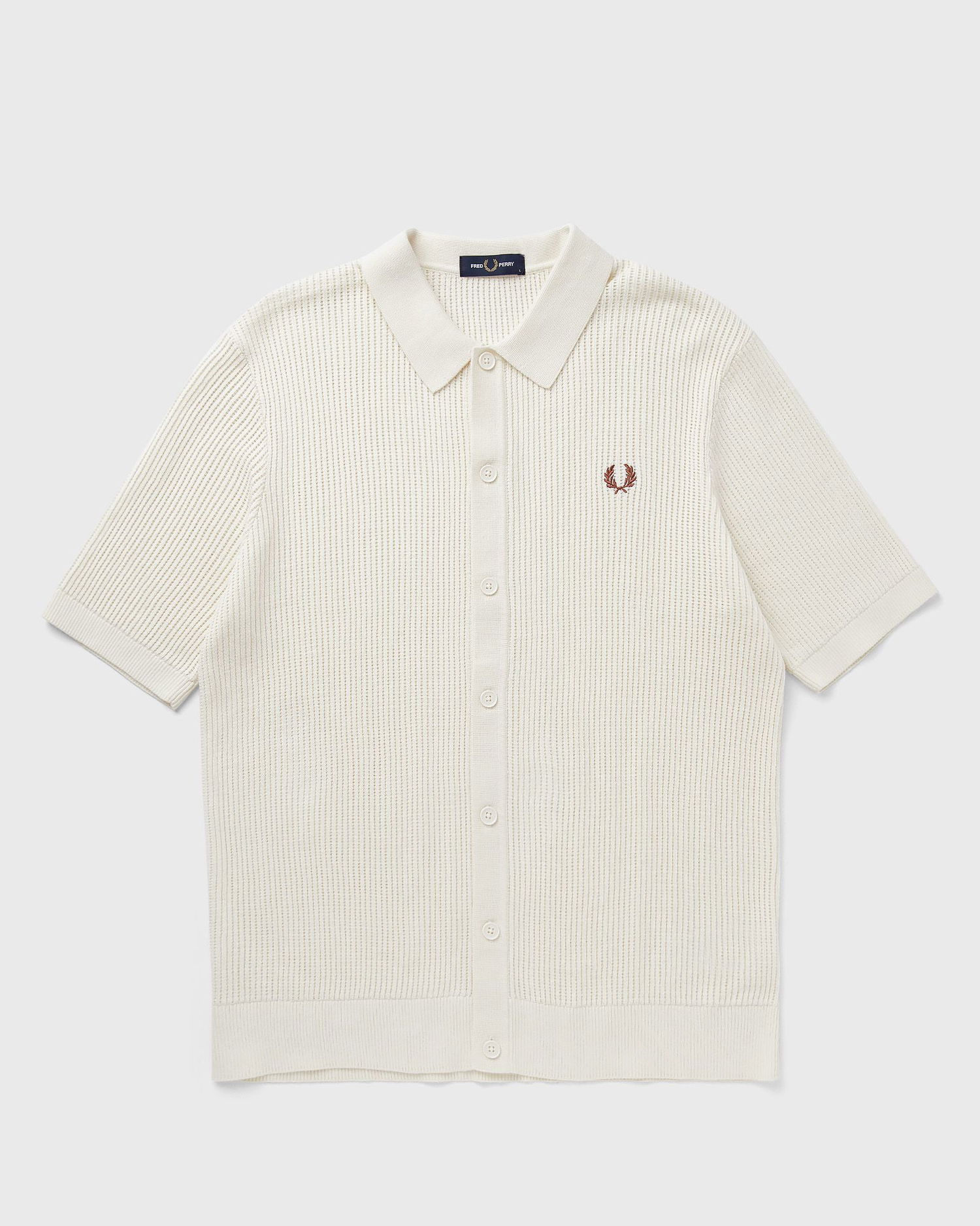 Поло тениска Fred Perry Textured Knit Button-Through Polo Shirt Бяло | K9714-560, 1