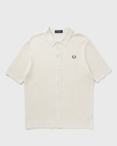 Поло тениска Fred Perry Textured Knit Button-Through Polo Shirt Бяло | K9714-560, 1