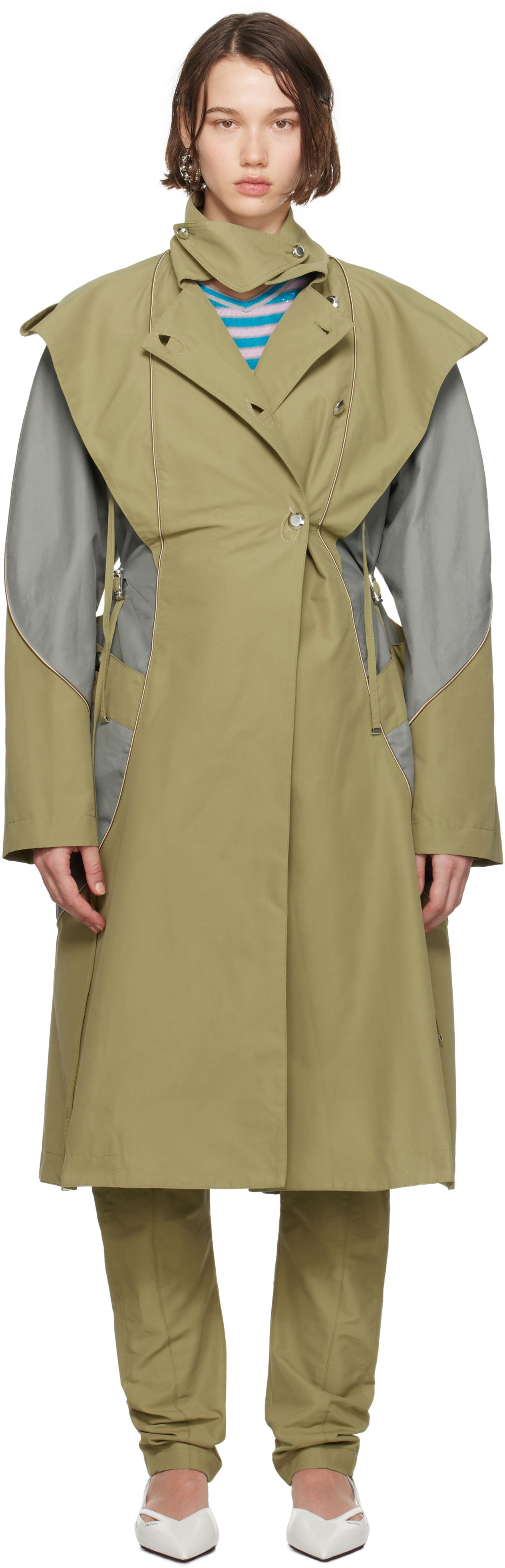 Тренчкот KIKO KOSTADINOV Hooded Trench Coat Зелено | KKWAW24C01-27, 0