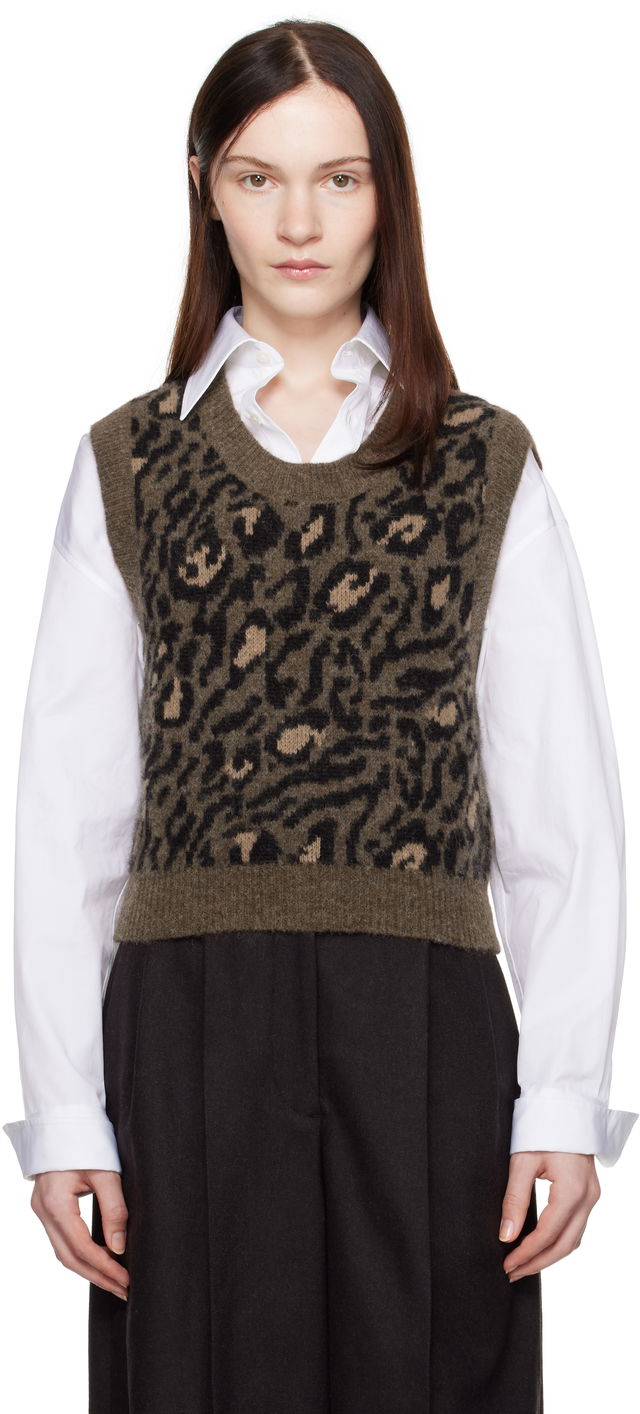 Léana Knitted Leopard Print Vest