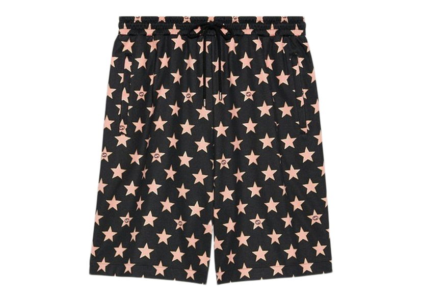 Къси панталони Gucci Star-Print Shorts Black Черно | 705299 XJEOP 1082