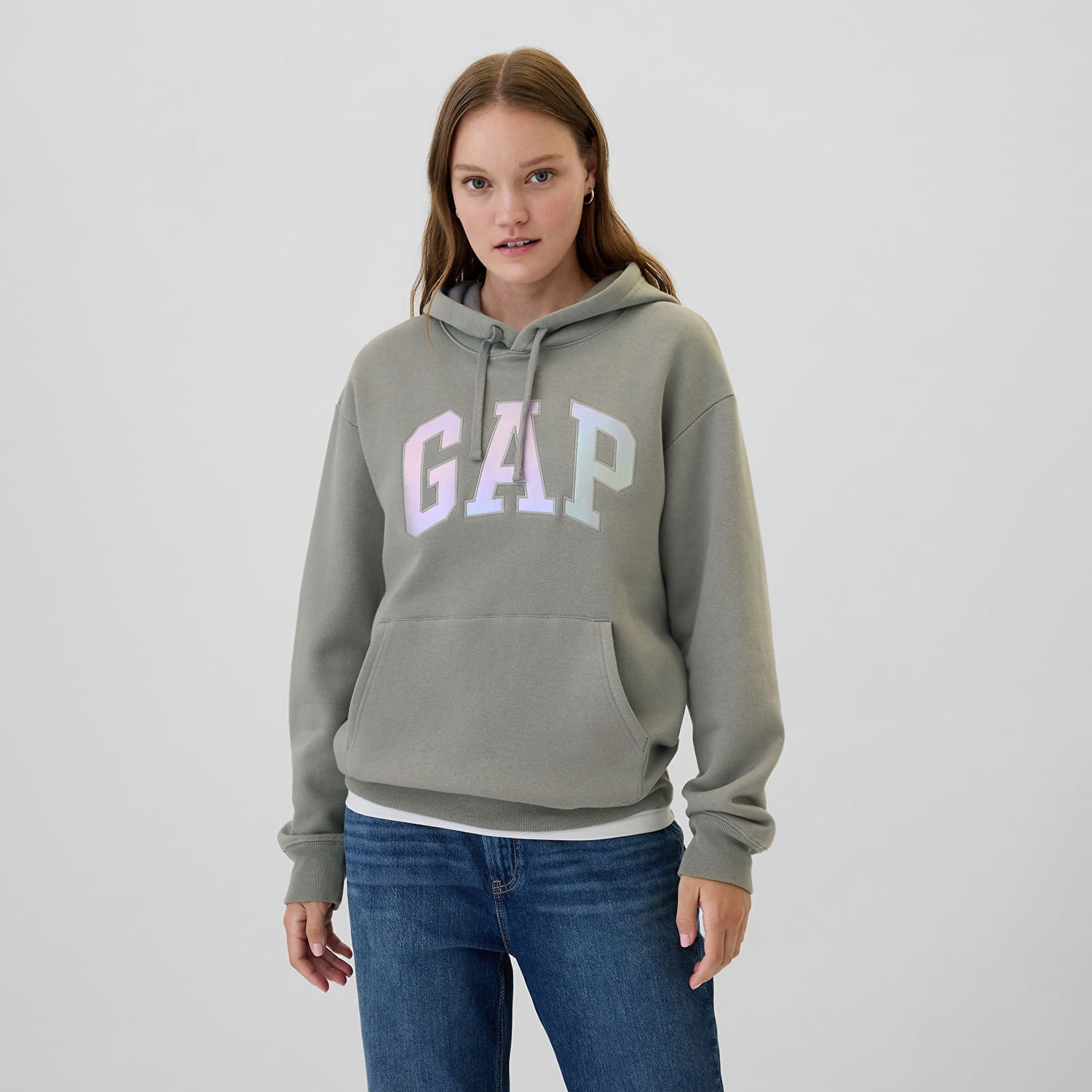 Суитчър GAP Sweatshirt Logo Pullover Hoodie Pilot Grey XS Сиво | 463506-63, 0
