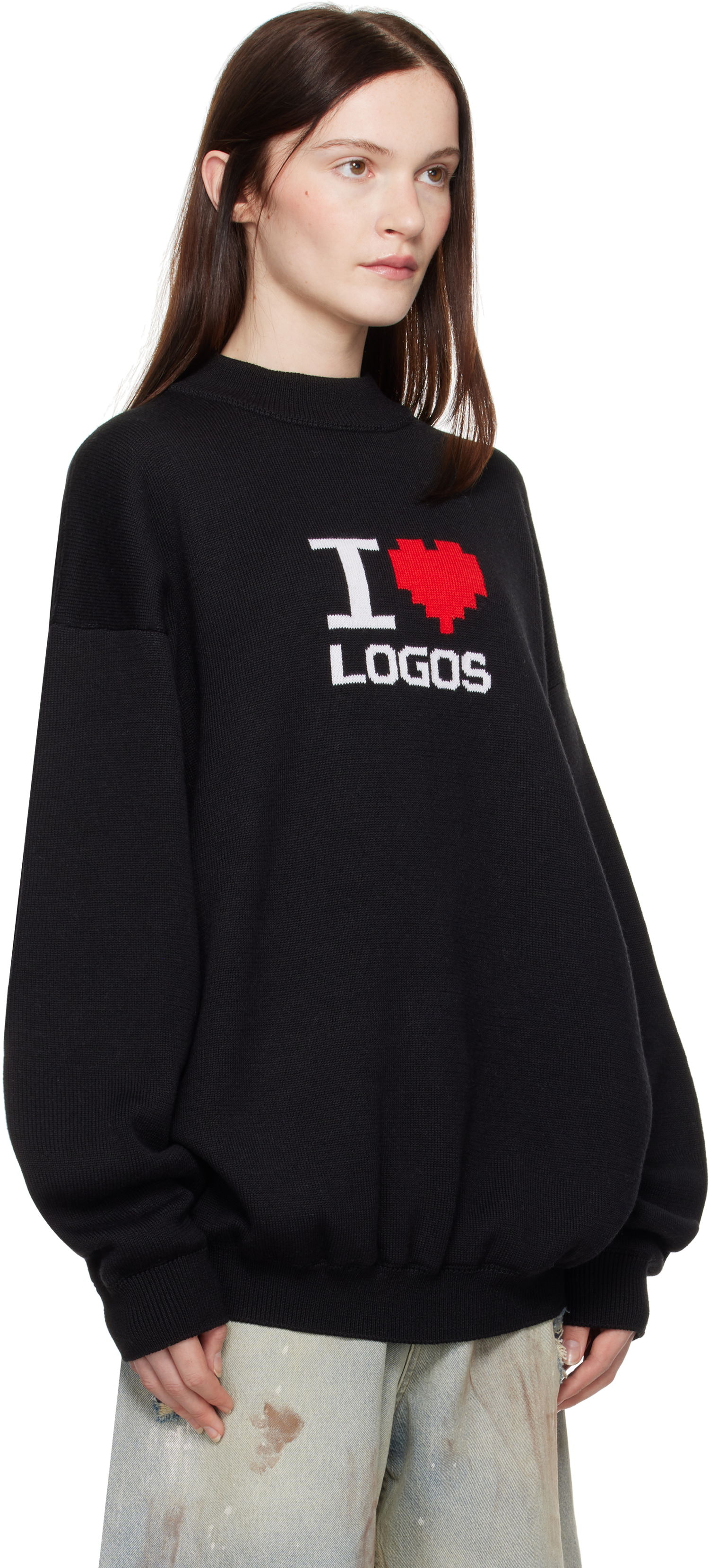 Пуловер VETEMENTS Vetements 'I Love Logos' Knit Sweater Черно | UA66KN130B, 1