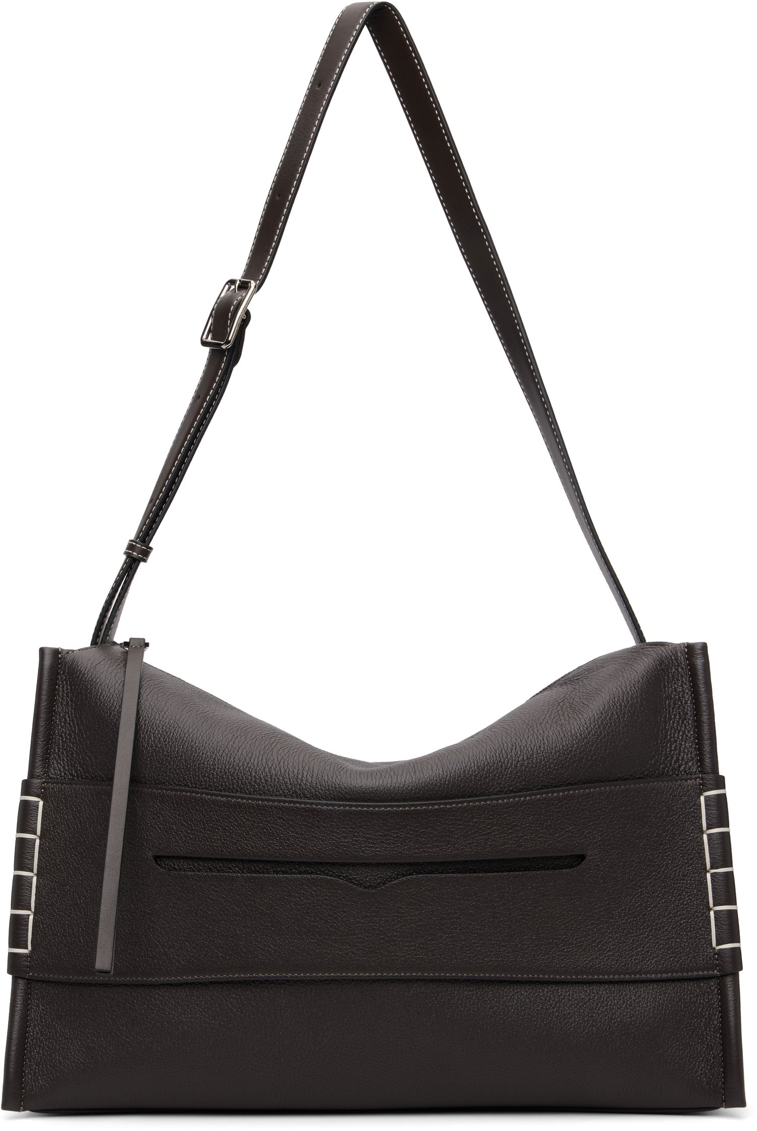 Чанта през рамо JW Anderson JW Anderson Pebbled Leather Messenger Loafer Bag with Square Accents Кафяво | HB0749-LA0377, 0