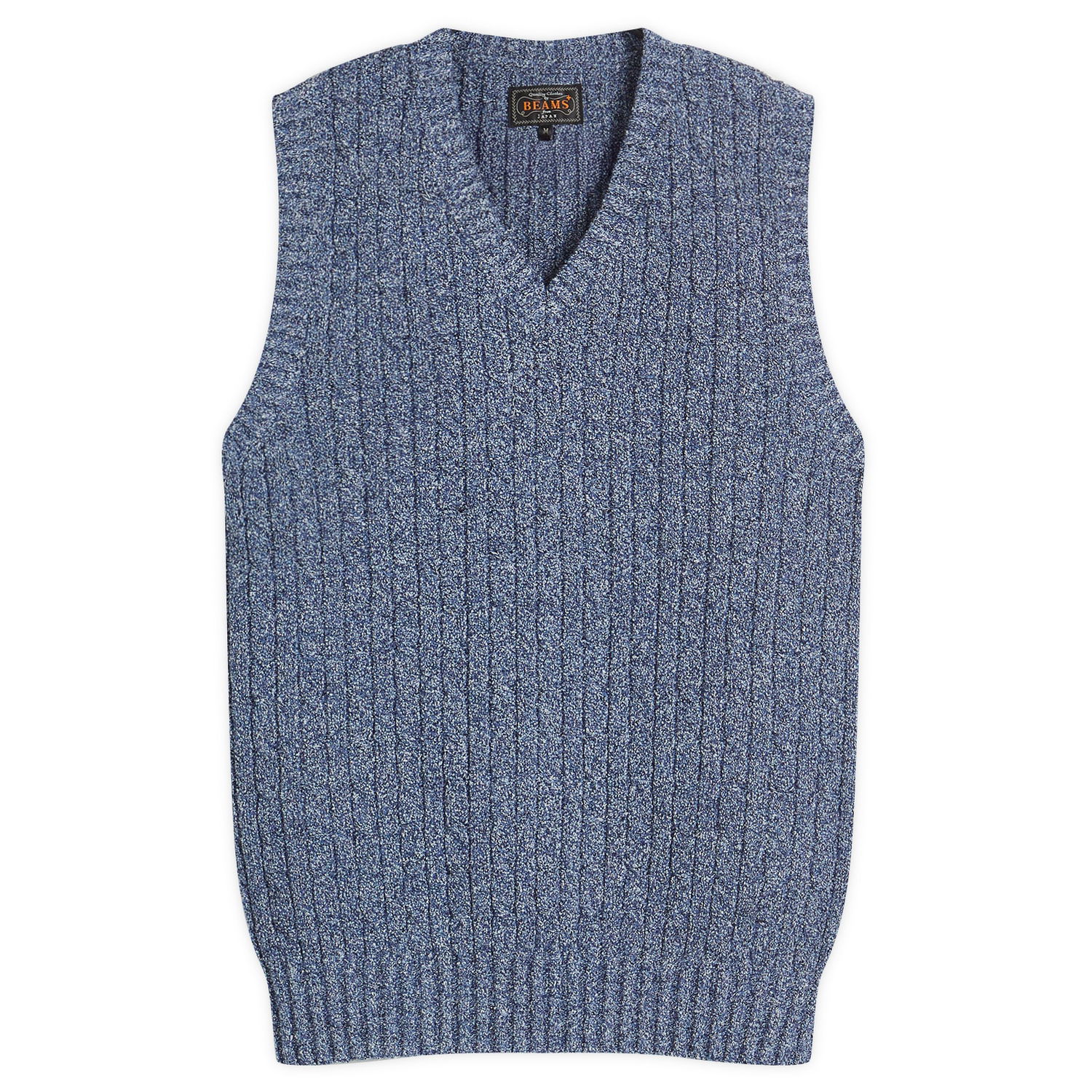 Пуловер BEAMS Beams Plus Cable Vest, Size Large Синьо | 3805-0053-156-79, 0