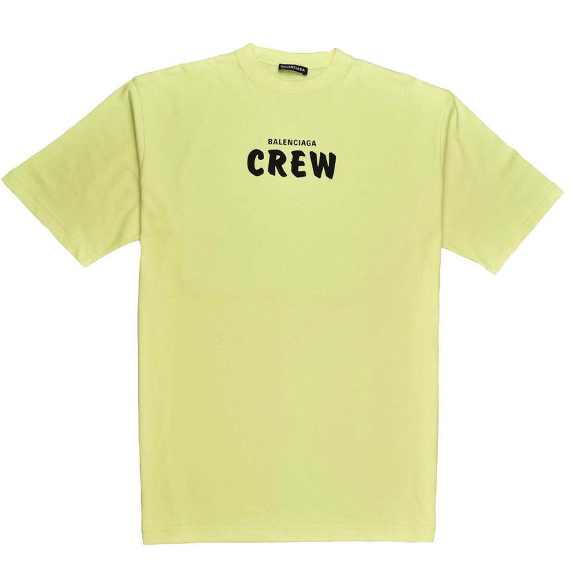 Тениска Balenciaga Crew Logo T-Shirt Жълто | 612966 TIV24 7072