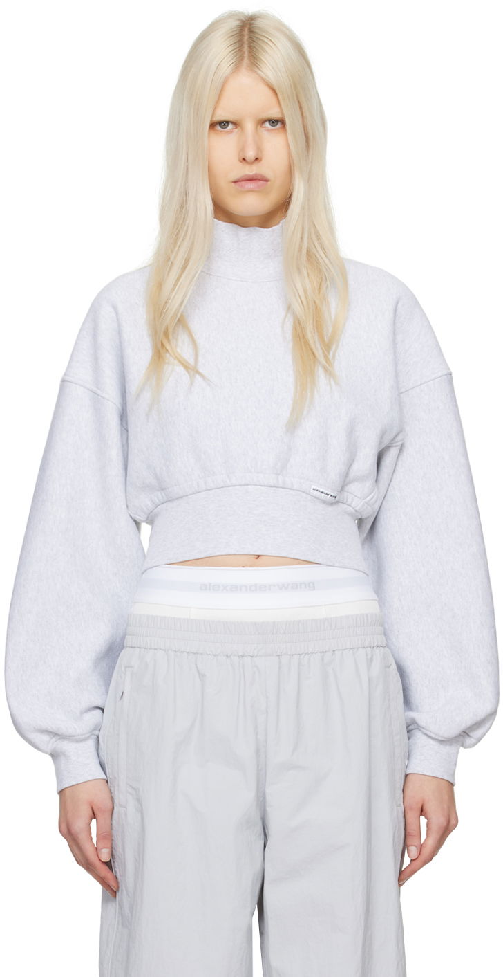 Пуловер Alexander Wang Classic Turtleneck Cropped Sweatshirt Сиво | 4CC1241442, 0