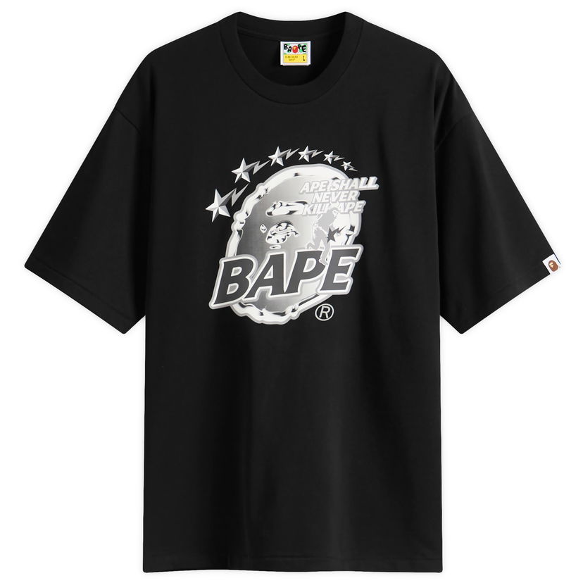 Тениска BAPE Metal Ape Head Tee Черно | 001TEL801340M-BLK