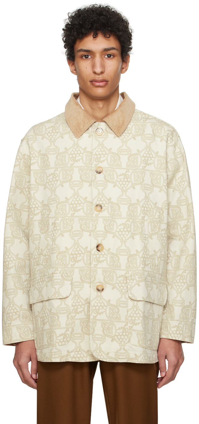 Парка Drôle de Monsieur Patterned Button-Up Jacket Бежово | D-JT163-CO120-EC, 0