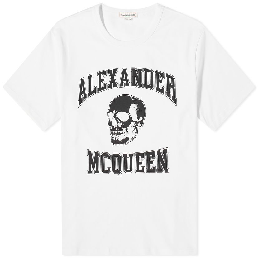 Тениска Alexander McQueen Varsity Skull Logo T-Shirt Бяло | 759442QTAAW-0909