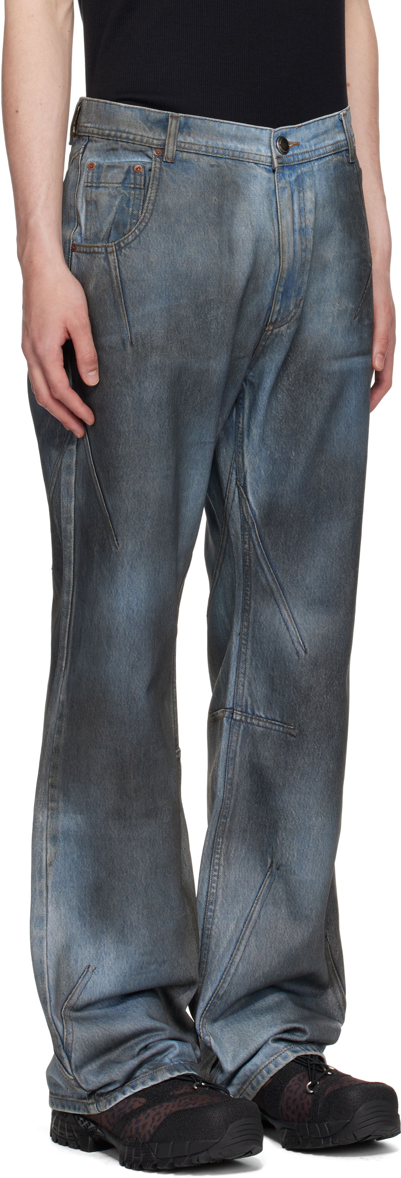 Дънки Andersson Bell Andersson Bell Dirty Spray Washed Wide Leg Jeans Синьо | apa815m, 1