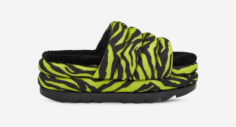 Кецове и обувки UGG Puft Tiger Print Slide Черно | 1127075-KLM