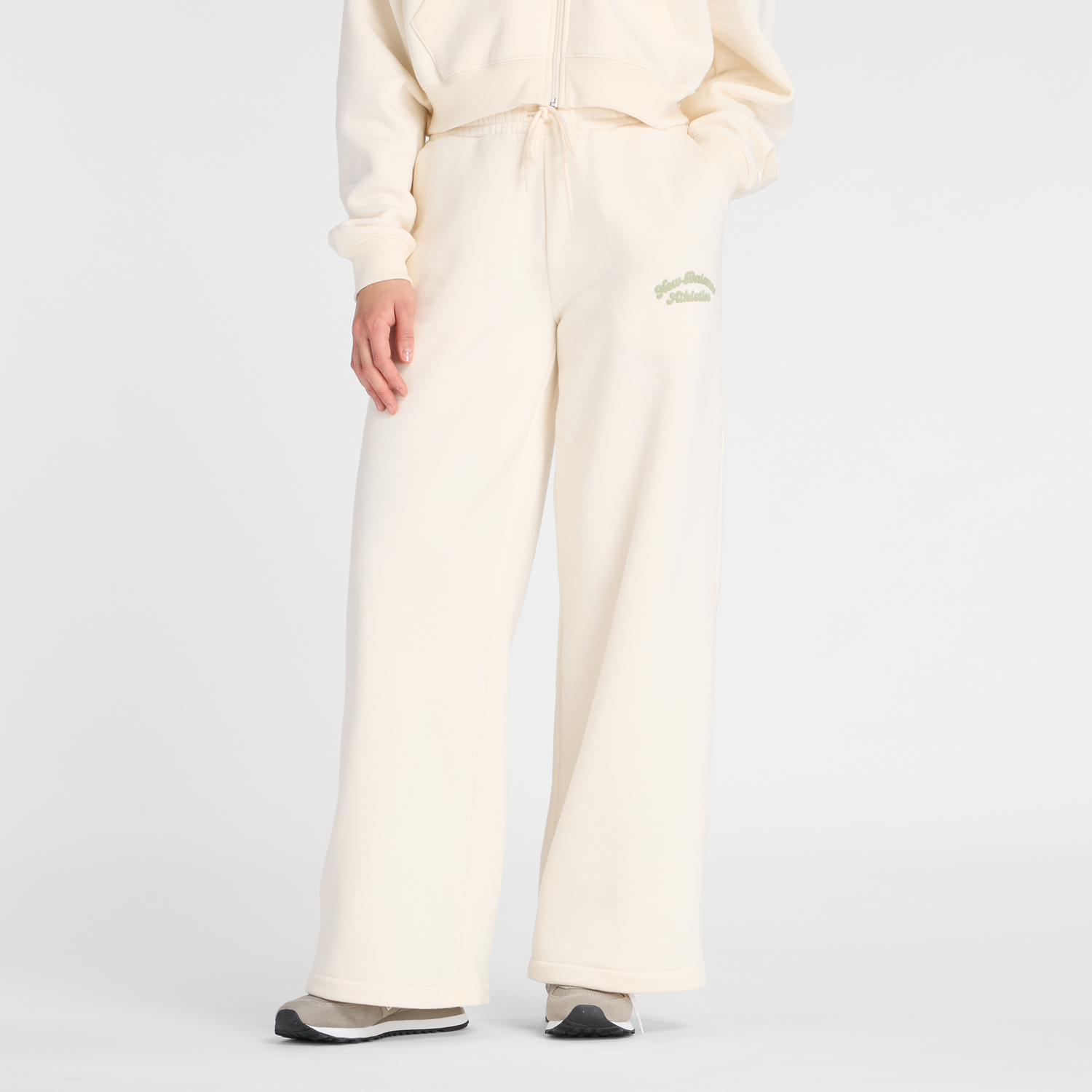 Спортни панталони New Balance Women's Athletics Wide Leg Pants Бяло | NBWP53902PEF, 0