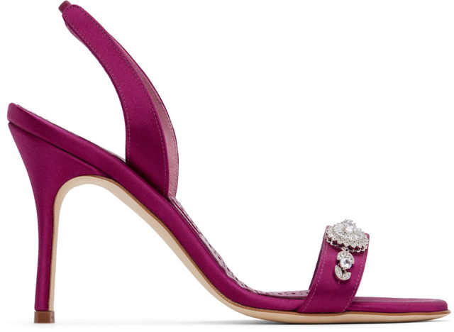 Manolo Blahnik Lamisan Satin Heeled Sandals