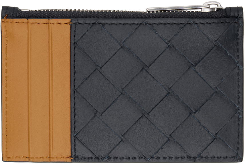 Портфейл Bottega Veneta Intrecciato Zipped Card Holder Тъмно синьо | 755985 VCPQ5, 1