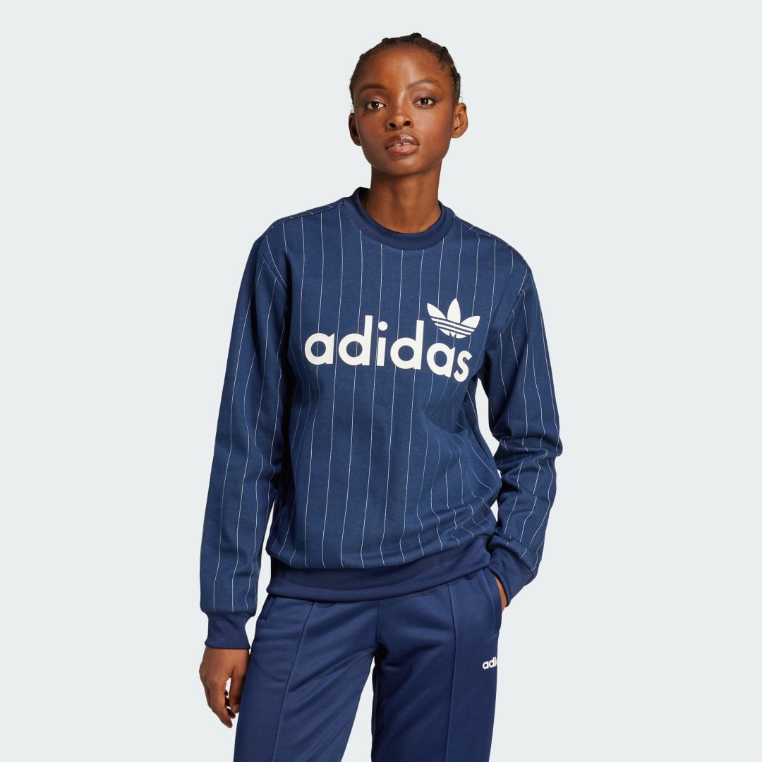 Пуловер adidas Performance Pinstripe Graphic Sweatshirt Тъмно синьо | JJ3488, 0