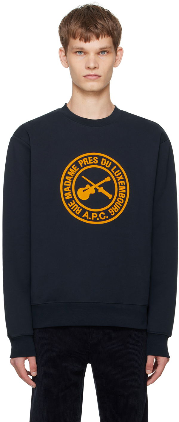 Тениска A.P.C. Navy Boxy Guitare Poignard Sweatshirt Тъмно синьо | COHBR-H27951