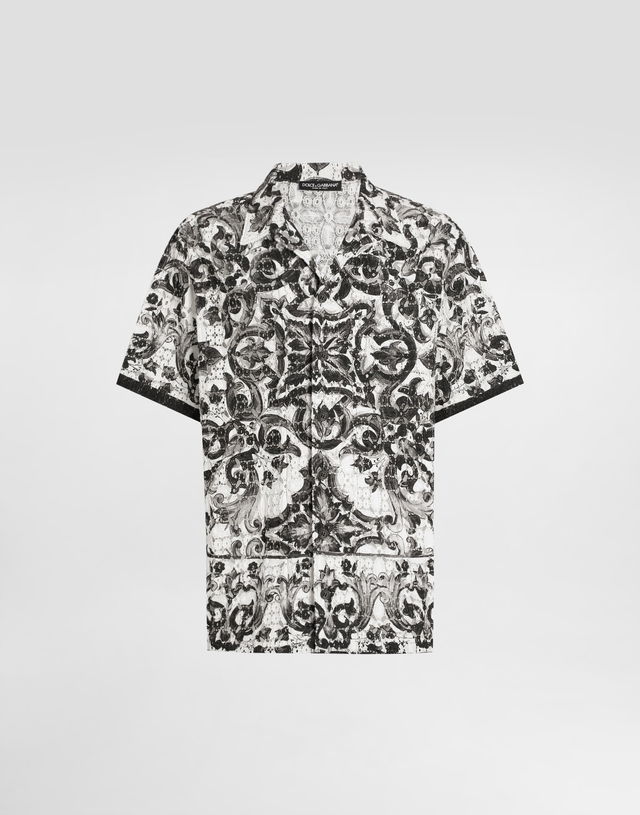 Dolce & Gabbana Majolica Print Crochet Lace Shirt