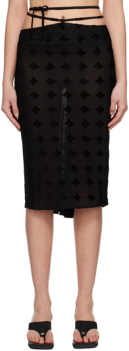 Пола MISBHV Strappy Monogram Print Midi Skirt Черно | 3022W857