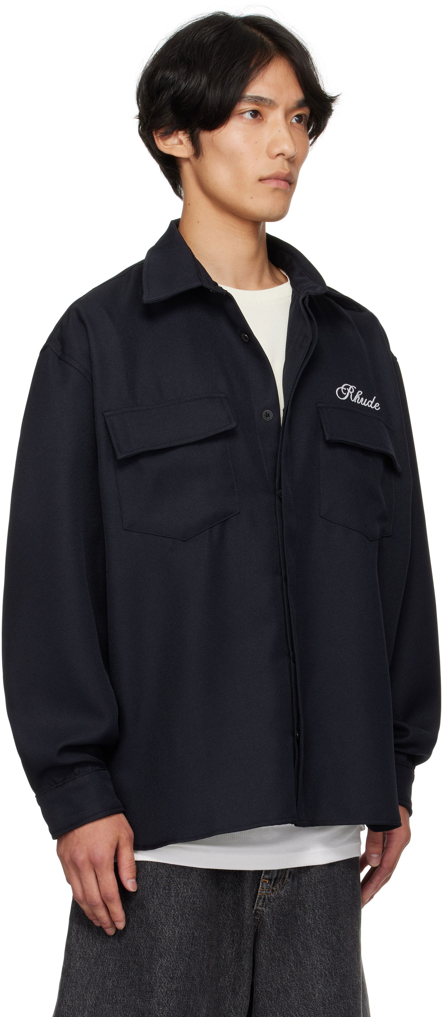 Риза Rhude Boxy Long Sleeve Work Shirt Тъмно синьо | RHPF25SR02731, 1