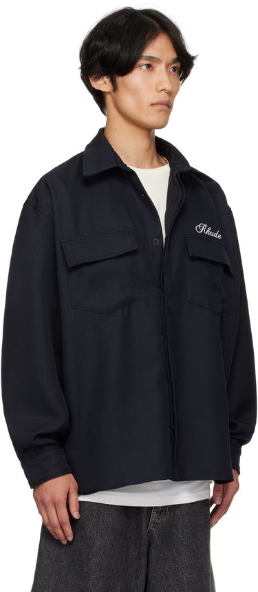 Риза Rhude Boxy Long Sleeve Work Shirt Тъмно синьо | RHPF25SR02731, 1
