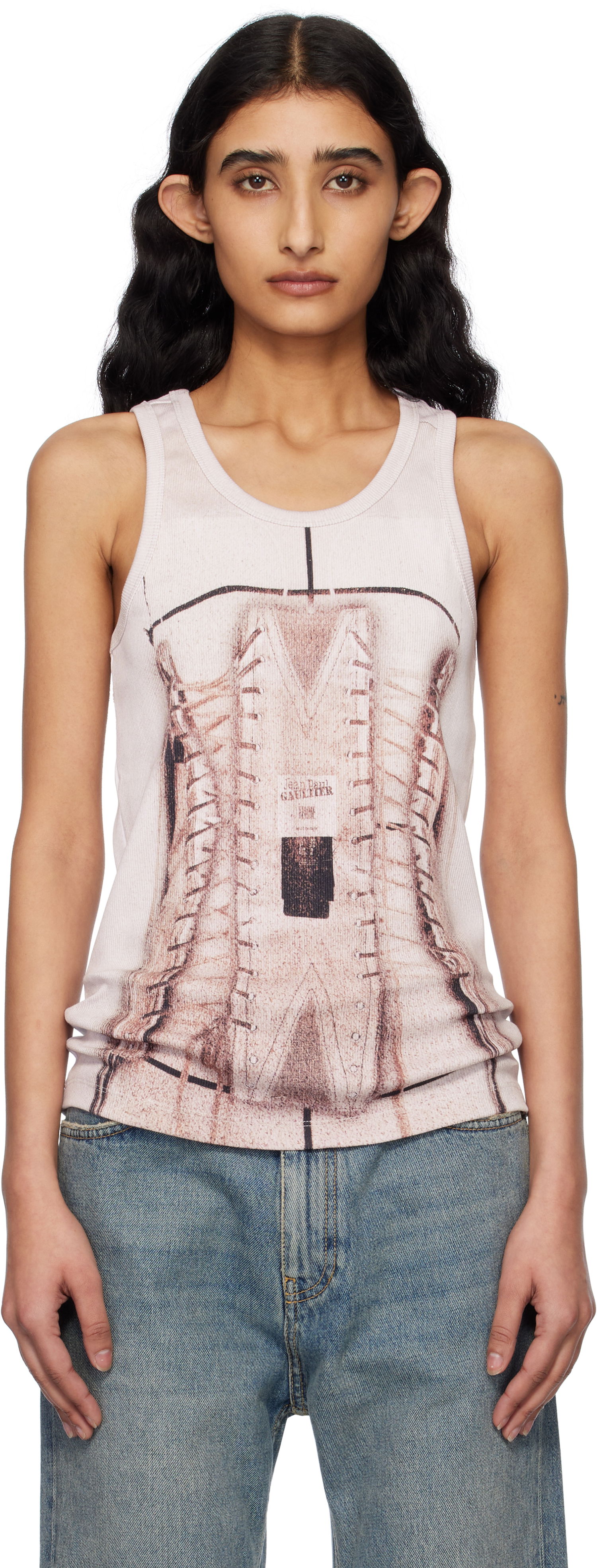 Потник Jean Paul Gaultier Jean Paul Gaultier Corset Trompe-L’oeil Tank Top Бежово | 25/34-F-DB057-J582-260100, 0