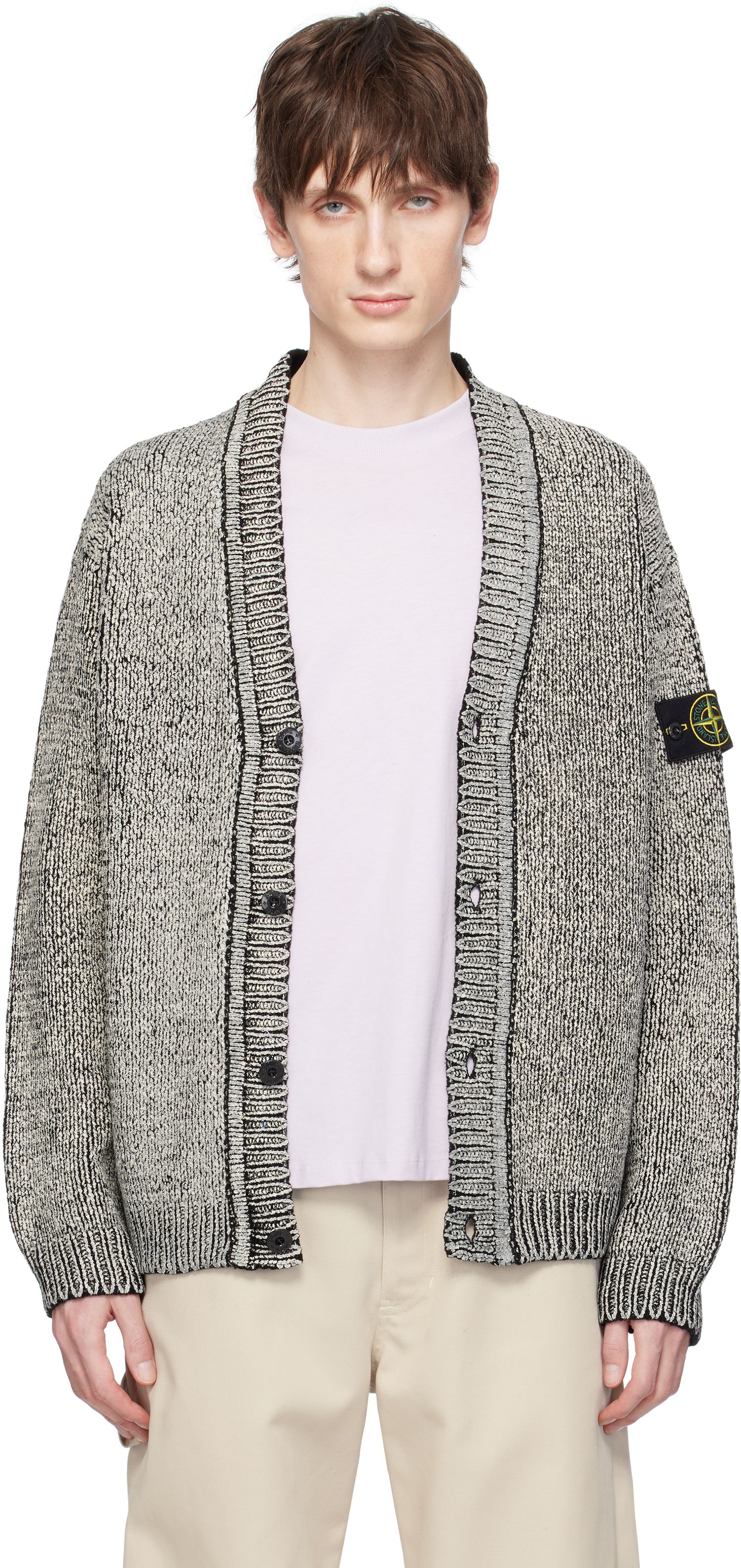 Пуловер Stone Island Stone Island Cotton Chenille Cardigan Сиво | K1S15 5100047 S00Z1, 0