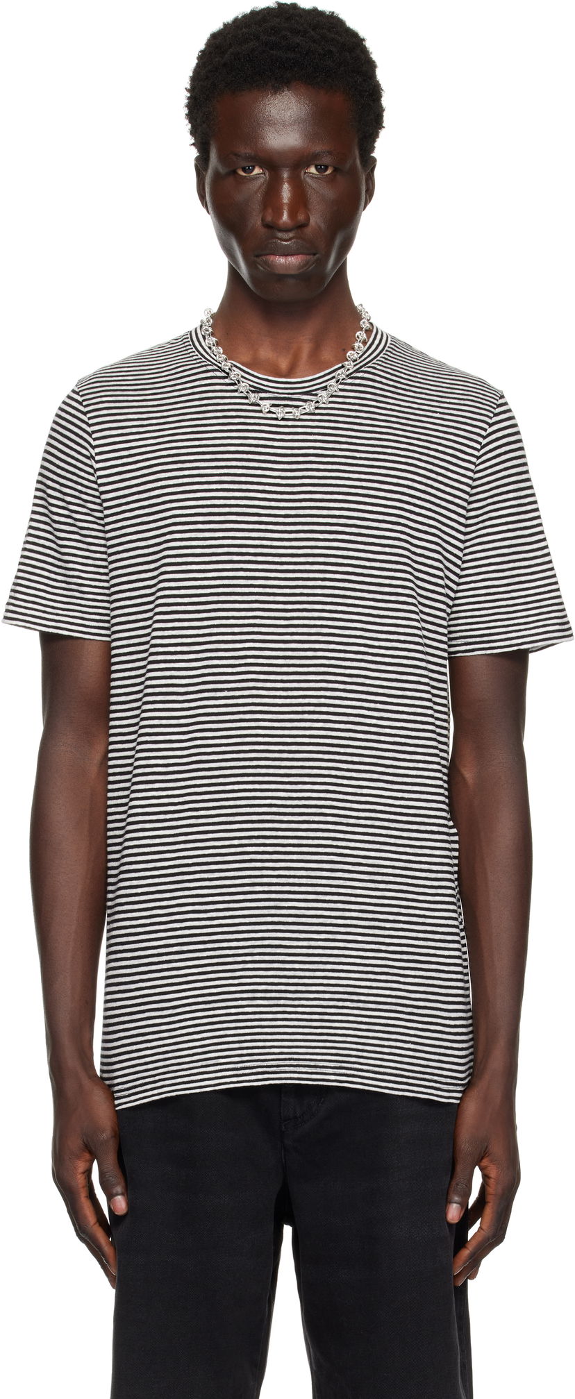 Тениска ISABEL MARANT Striped T-Shirt Черно | 25PTS0063HA-C1N10H