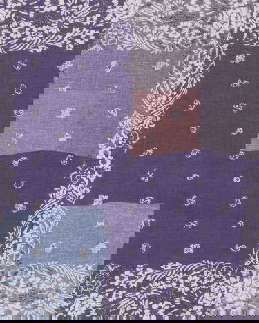 Шал KAPITAL Selvedge Bandana with Garden Patchwork Print Лилаво | EK-1633BA PURPLE, 5