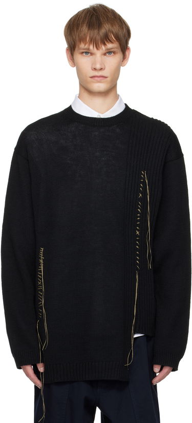Пуловер Yohji Yamamoto YOHJI YAMAMOTO Round Neck Stitch Detail Sweater Черно | HL-K25-196, 0