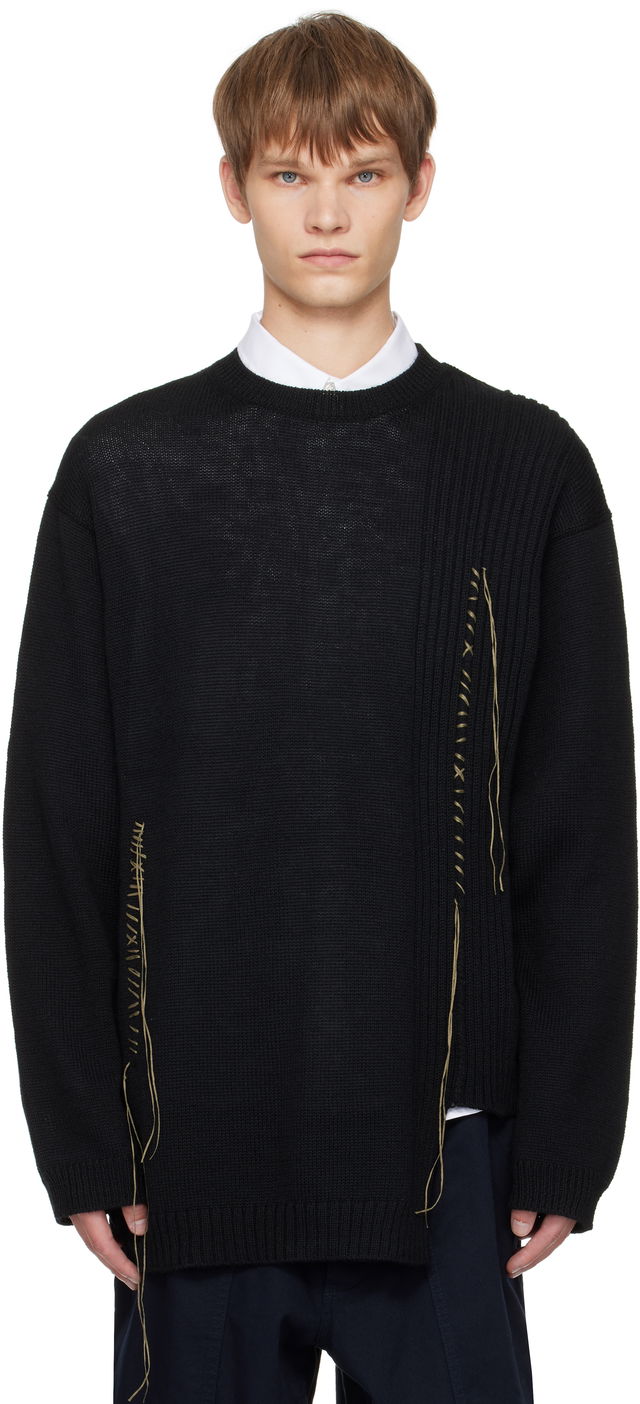 YOHJI YAMAMOTO Round Neck Stitch Detail Sweater