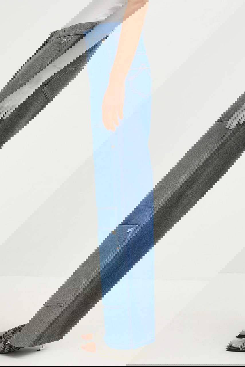 High Waist Multi-Panel Layered Jeans, 1