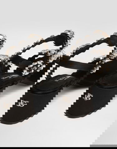 Кецове и обувки Dolce & Gabbana Satin Sandals With Gemstone Embellishment Черно | CR1801A9T438S488, 3
