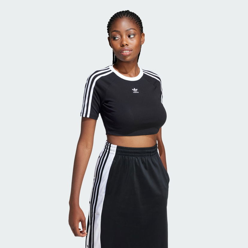 Съкратен топ adidas Originals 3-Stripes Baby Tee Черно | IU2532