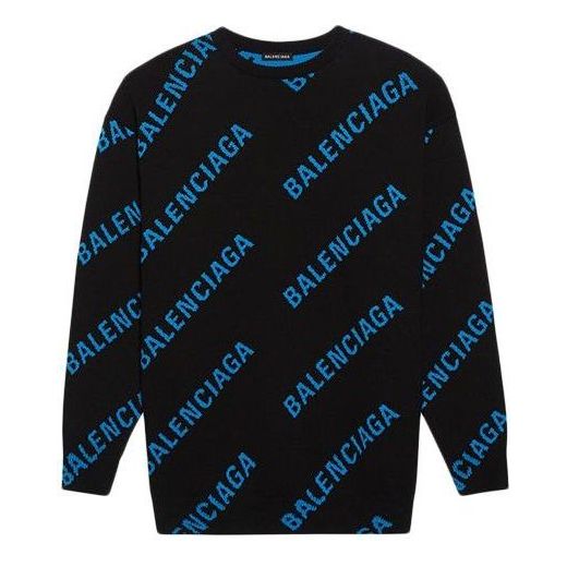 Пуловер Balenciaga Allover Logo Crewneck Sweater Черно | 625970T31781165, 0