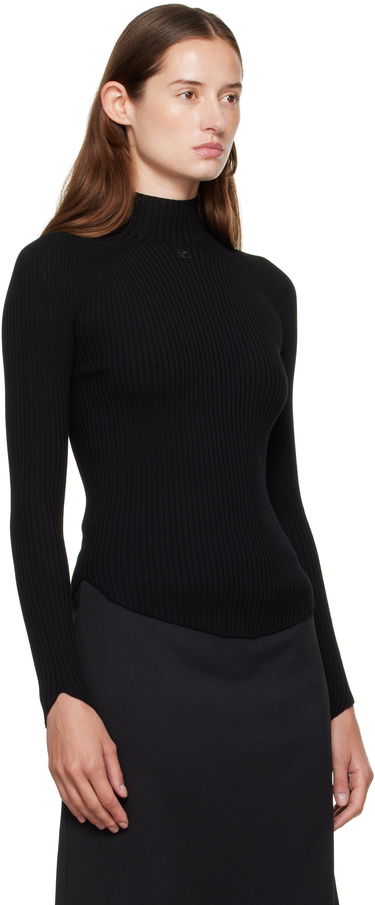 Пуловер Courrèges Courrèges Ribbed Mock Neck Sweater Черно | 325MPU251FI0001, 1