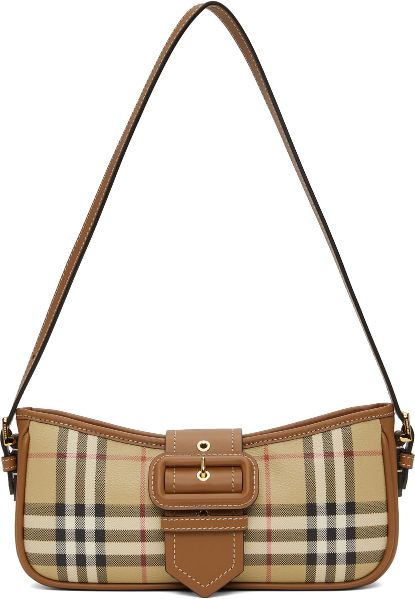 Чанта през рамо Burberry Check Pattern Shoulder Bag Бежово | 8092074